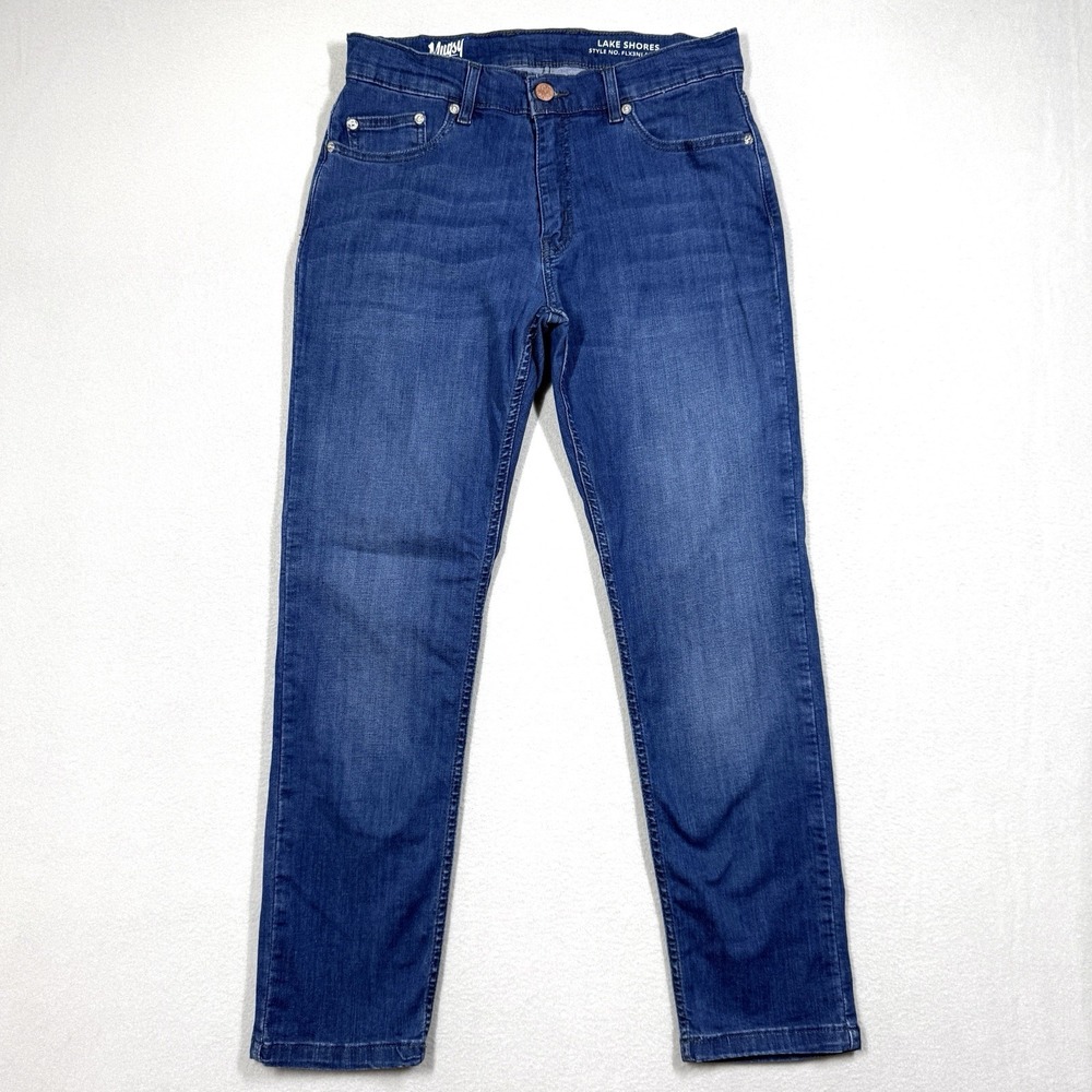 Mugsy Jeans Mens 32x30 Lake Shores Dark Blue Straight Regular Stretch 5 Pocket